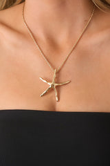 Shoreline Shine Gold Starfish Pendant Necklace