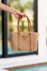Savor The Slow Days Tan Rattan Woven Handbag
