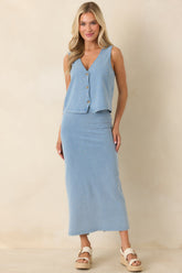 Z Supply Noelle Ocean Air Indigo Cotton Jersey Sleeveless Top