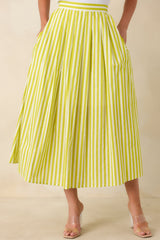 Making Moves Chartreuse Green Stripe Cotton Maxi Skirt