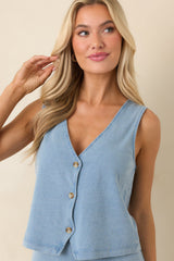 Z Supply Noelle Ocean Air Indigo Cotton Jersey Sleeveless Top