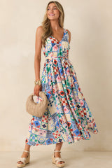 FRNCH Consordia Multi Patchwork Print Sleeveless Midi Dress