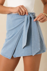 Z Supply Sora Ocean Air Indigo Cotton Jersey Wrap Mini Skirt