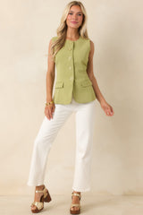 On My A-Game Matcha Green Sleeveless Top