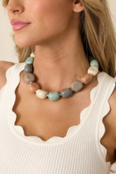 Object of Interest Neutral Multi Bead Statement Necklace