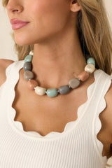 Object of Interest Neutral Multi Bead Statement Necklace