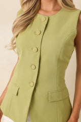 On My A-Game Matcha Green Sleeveless Top