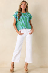 Making Moves Blue & Green Stripe Boxy Cotton Top