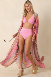 In The Salty Air Pink Coral Multi Print Cover Up Maxi Dress