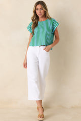 Making Moves Blue & Green Stripe Boxy Cotton Top