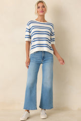 Z Supply Prado Lake Blue Stripe Sweater Top