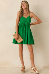 Talk Flirty to Me Green Woven Mini Dress