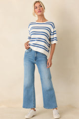 Z Supply Prado Lake Blue Stripe Sweater Top