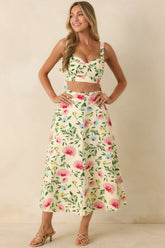 ASTR The Label Myria Yellow Multi Floral Pleated Crop Top