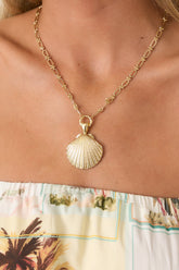 Golden Tide Gold Shell Pendant Necklace