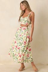 ASTR The Label Yellow Multi Floral Midi Skirt