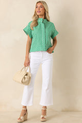 Clubhouse Cutie Green Gingham Cotton Cropped Top