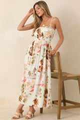 MINKPINK Dolce Multi Vintage Postcard Print Midi Sundress
