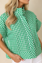 Clubhouse Cutie Green Gingham Cotton Cropped Top