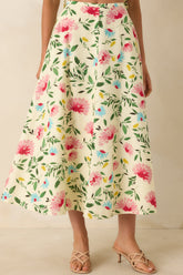 ASTR The Label Yellow Multi Floral Midi Skirt