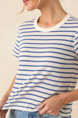 Z Supply Junie Deep Blue Cotton Stripe Tee
