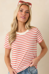 Z Supply Junie Poppy Red Cotton Stripe Tee