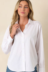SPANX® White Cotton Poplin Oversized Button-Up Shirt