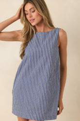 MINKPINK Delmar Blue Pinstripe Mini Shift Dress