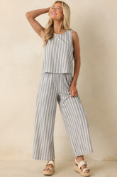 Z Supply Sloane Grey & White Cotton Knit Stripe Top
