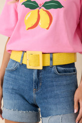 Everything Falls Into Place Yellow Woven Straw Belt