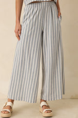Z Supply Scout Grey & White Cotton Knit Stripe Pants