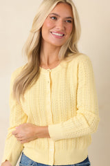 Hello Sunshine Butter Yellow Pointelle Knit Cardigan