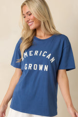 Z Supply American Grown Deep Blue Cotton Boyfriend Tee