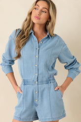 Z Supply Lake Blue Sully Cotton Twill Romper