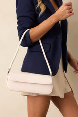 New York Nights Ivory Faux Leather Baguette Handbag