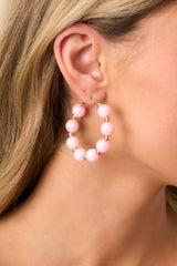 This Is My Moment Pink Pearlescent Bead Hoop Earrings