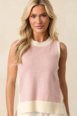 Moment Of Truth Light Pink Stripe Knit Sweater Vest