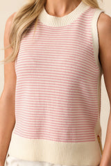 Moment Of Truth Light Pink Stripe Knit Sweater Vest