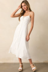 Tailor Made For You Ivory Button Front Maxi Dress