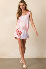 Peyton Passport Print Pink Skort