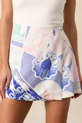 Peyton Passport Print Blue Skort
