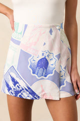 Peyton Passport Print Blue Skort