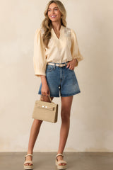 No Time To Waste Medium Wash High Waisted Denim Shorts
