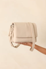 Off The Record Light Beige Faux Leather Crossbody Handbag