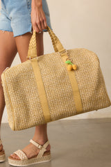 Weekend Trip Tan Natural Rattan Duffle Bag