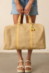 Weekend Trip Tan Natural Rattan Duffle Bag