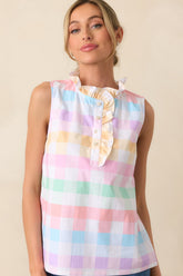 Tennyson Easter Soiree Plaid Sleeveless Cotton Top