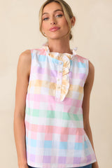 Tennyson Easter Soiree Plaid Sleeveless Cotton Top