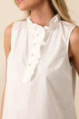 Tennyson White Sleeveless Cotton Top