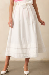 Prosperina Ashford White Cotton Midi Skirt